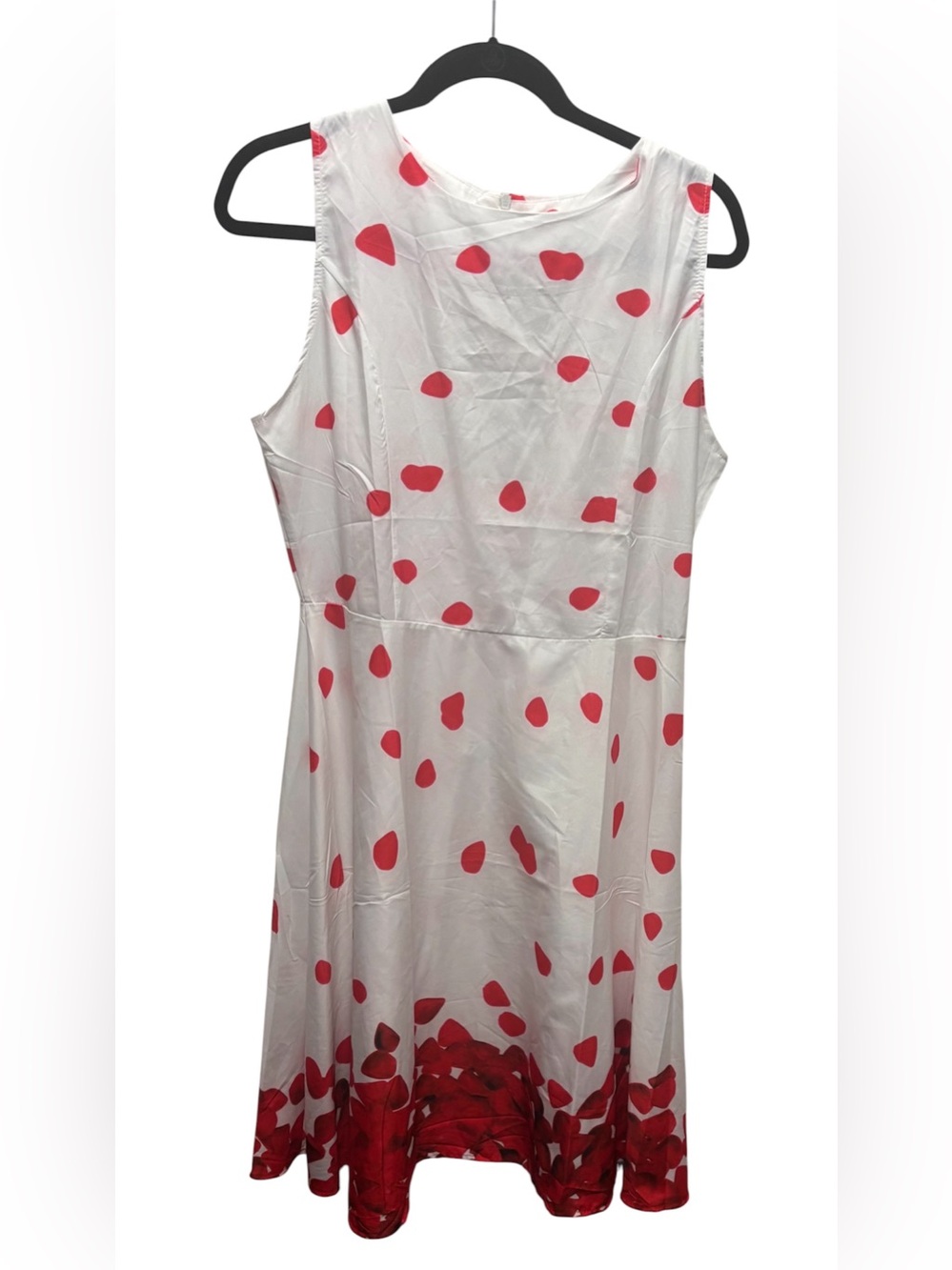 Sucrefas Sleeveless White Midi Dress with Red Petal Print - Size Medium (NWT)